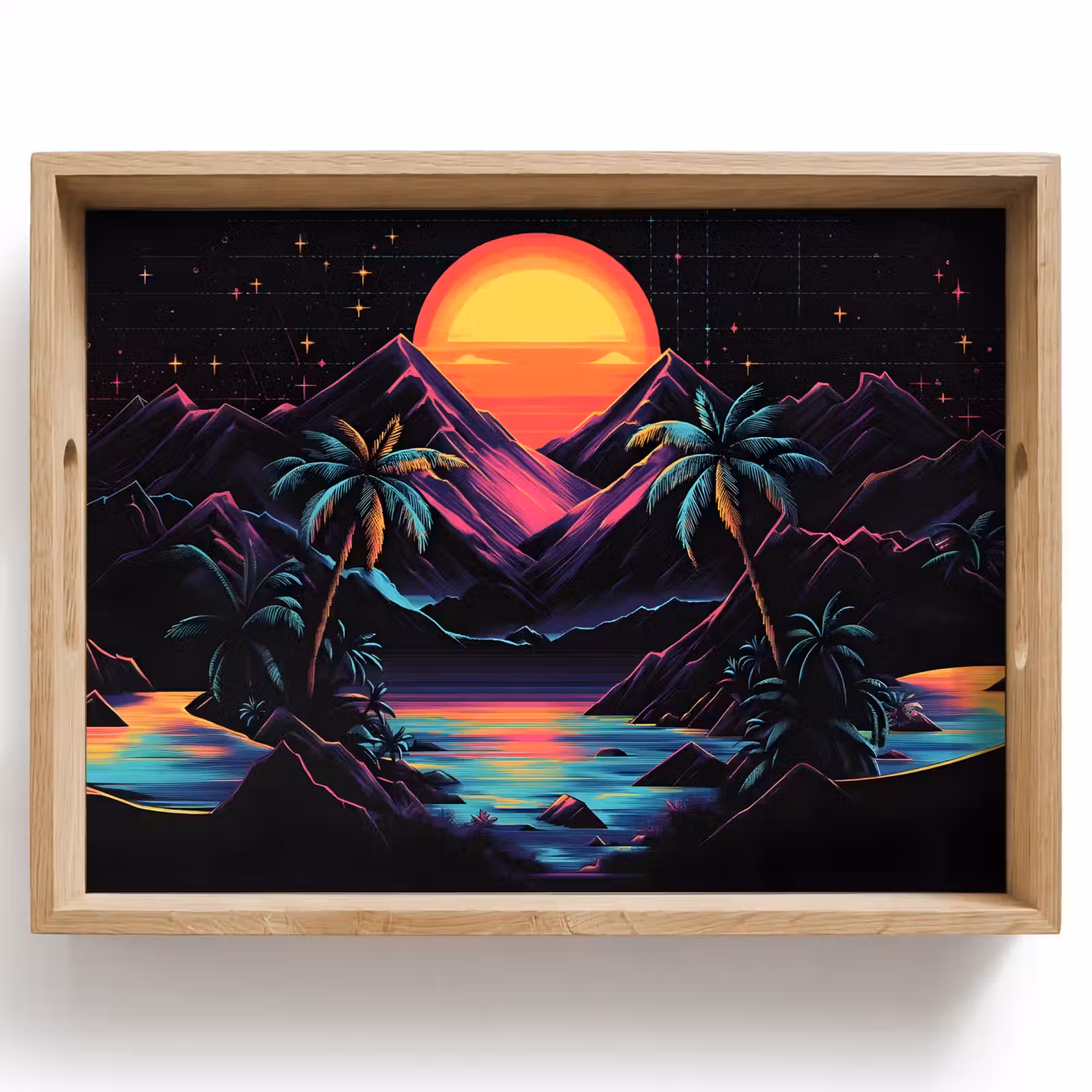Dienblad - Palmbomen - Neonbergen - Sterrenhemel - Zon — 1