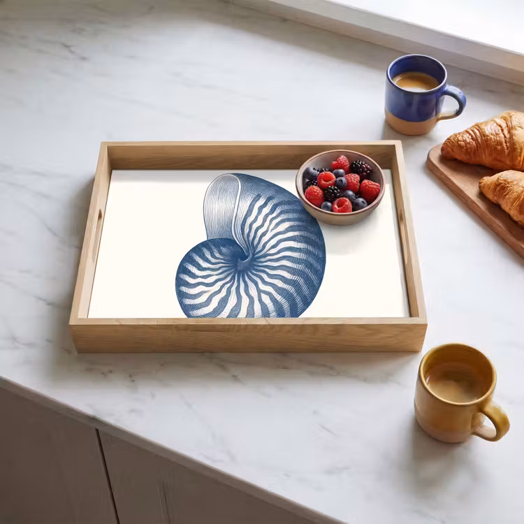 Dienblad - Blauw - Schelp - Spiraal — 4