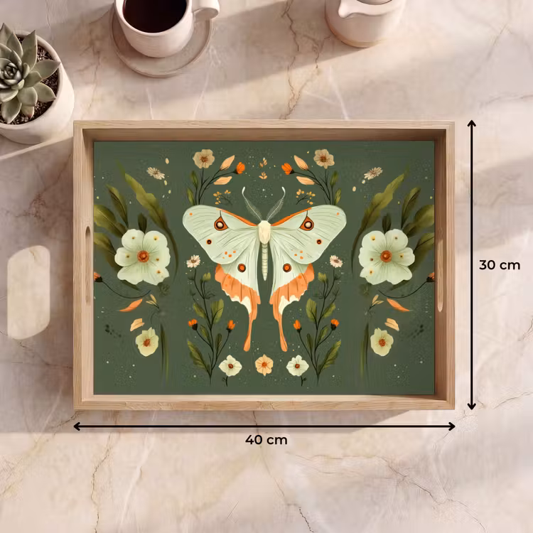 Dienblad - Bloemen - Bladeren - Olijfgroen - Vlinder — 9