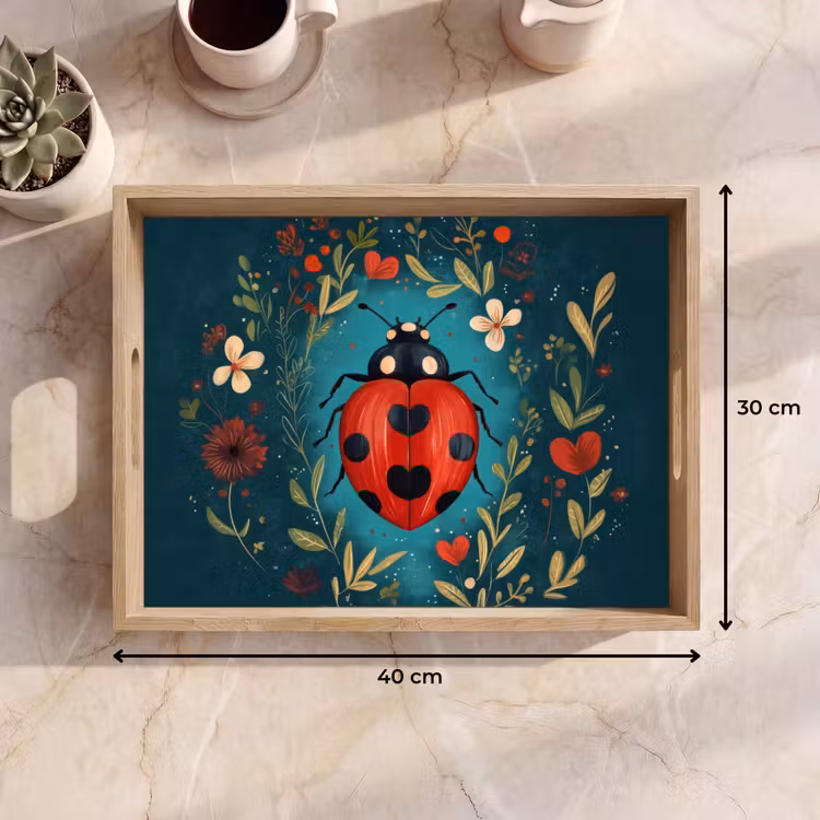 Dienblad - Bloemen - Lieveheersbeestje - Hartje - Rood — 9