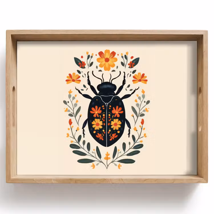 Dienblad - Bloemen - Oranje - Planten - Sierlijk — 1