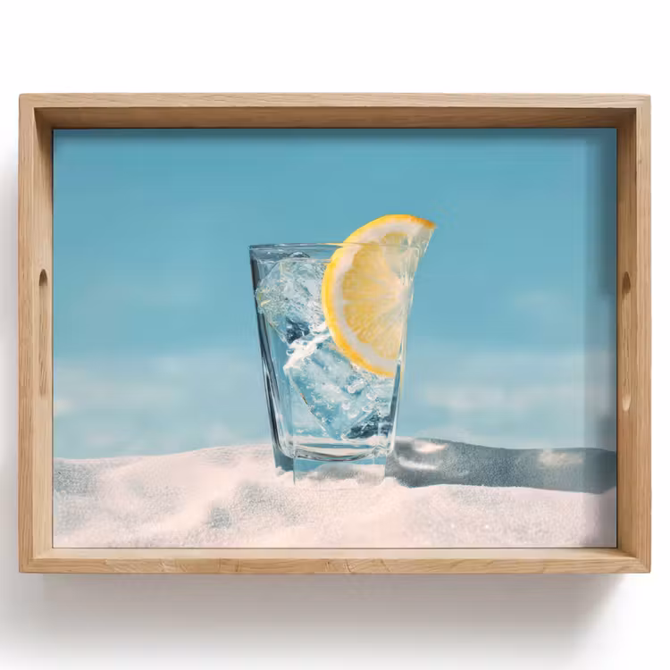 Dienblad - Glas - ijsblokjes - Citroen — 1