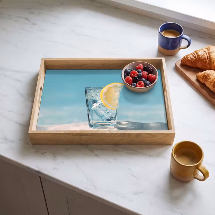 Dienblad - Glas - ijsblokjes - Citroen — 4