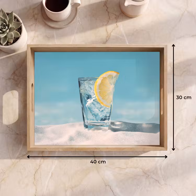 Dienblad - Glas - ijsblokjes - Citroen — 9