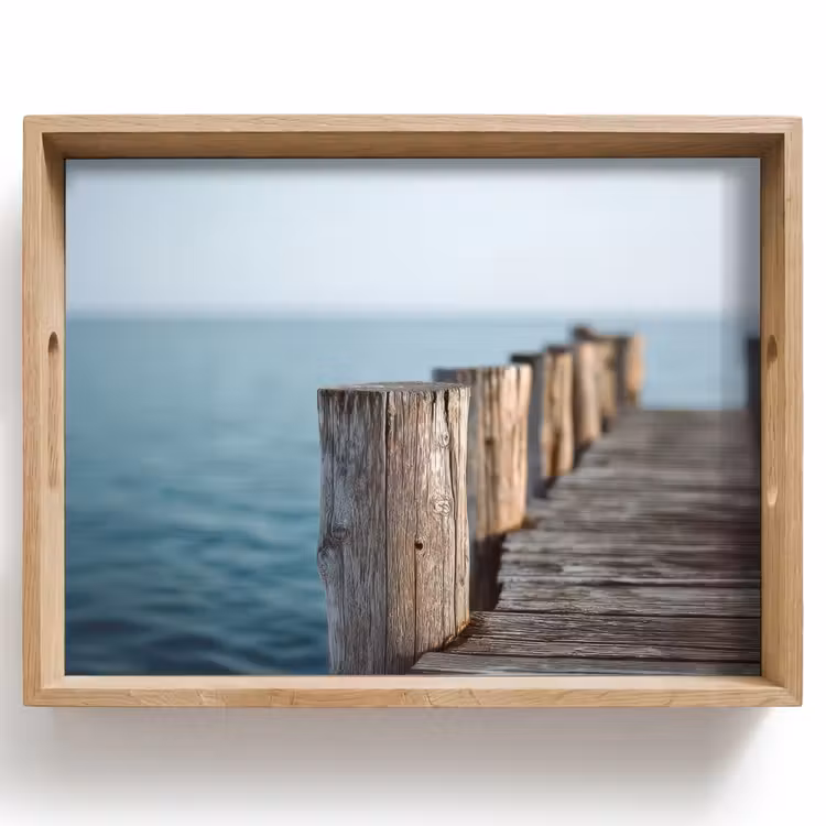 Dienblad - Houten steiger - Helderblauwe lucht — 1