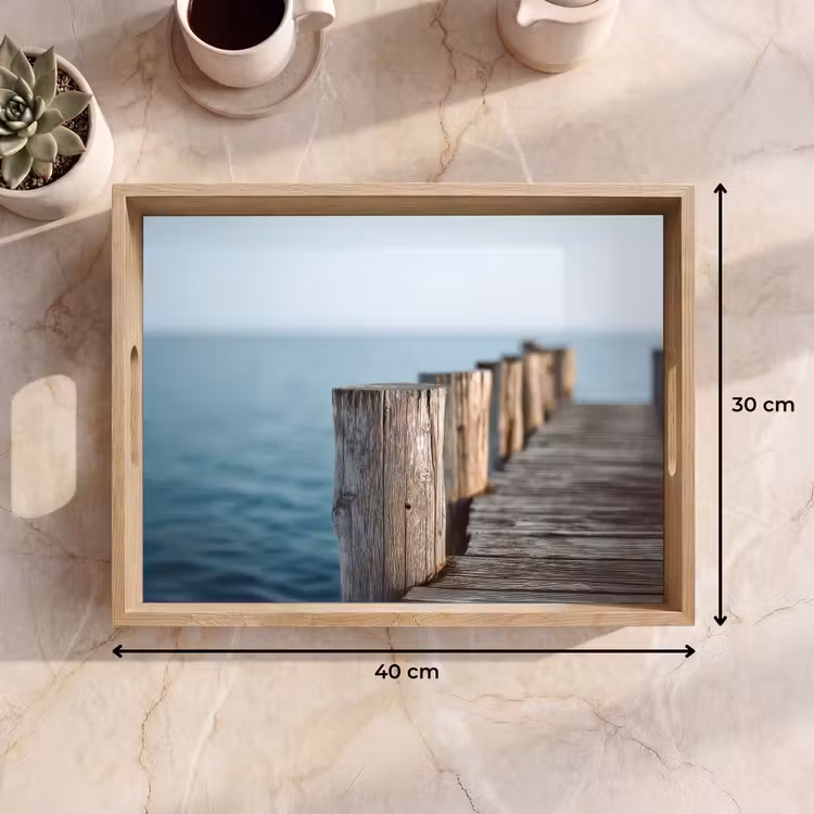 Dienblad - Houten steiger - Helderblauwe lucht — 9