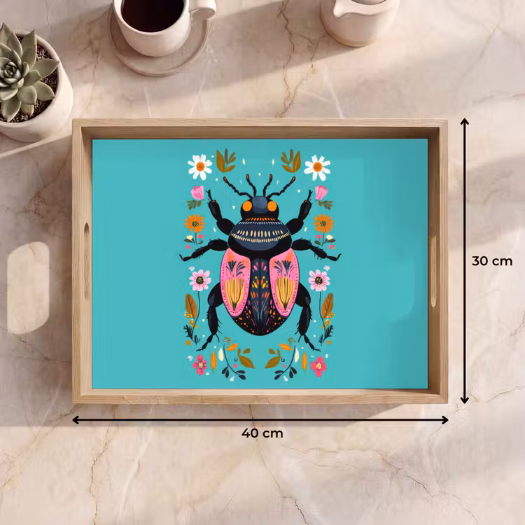 Dienblad - Kever - Bloemmotieven - Turquoise - Bladeren — 9