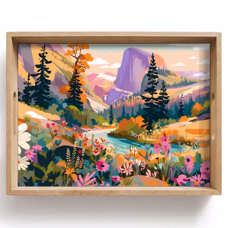 Dienblad - Rivier - Vallei vol bloemen - Levendig — 1