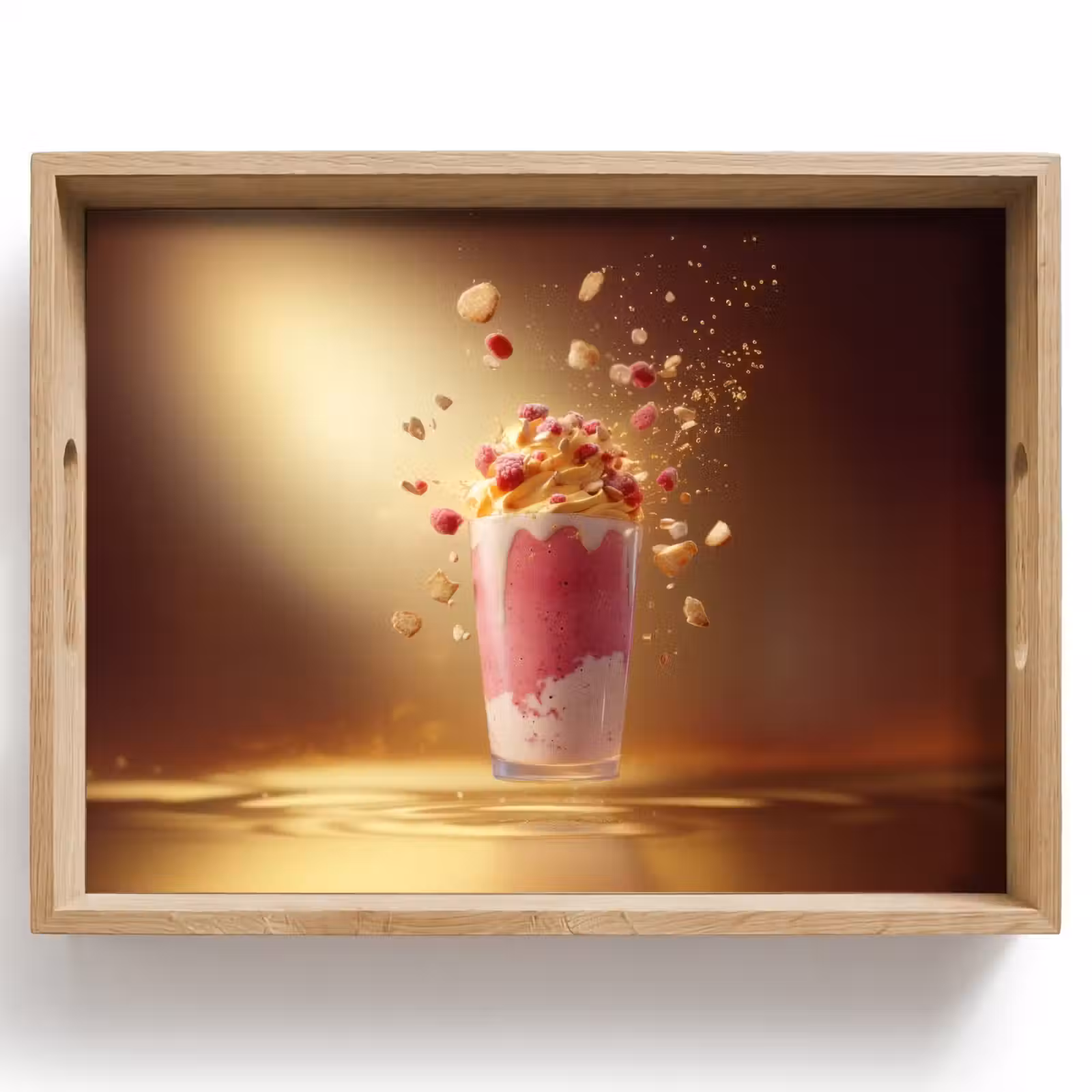 Dienblad - Framboos - Smoothie - Drinken - Roze — 1