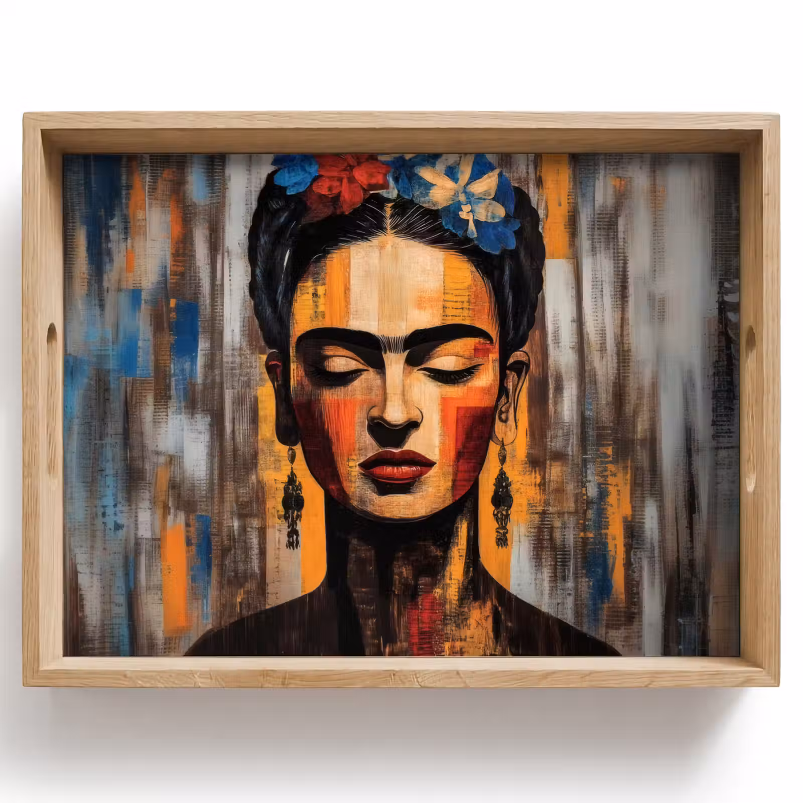 Dienblad - Portret - Vrouw - Bloemen — 1