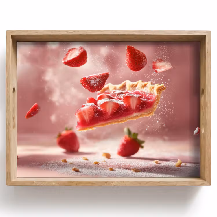Dienblad - Aardbei - Taart- Eten - Roze — 1