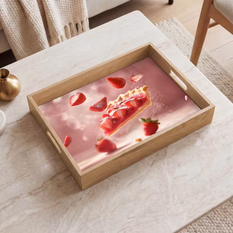 Dienblad - Aardbei - Taart- Eten - Roze — 2