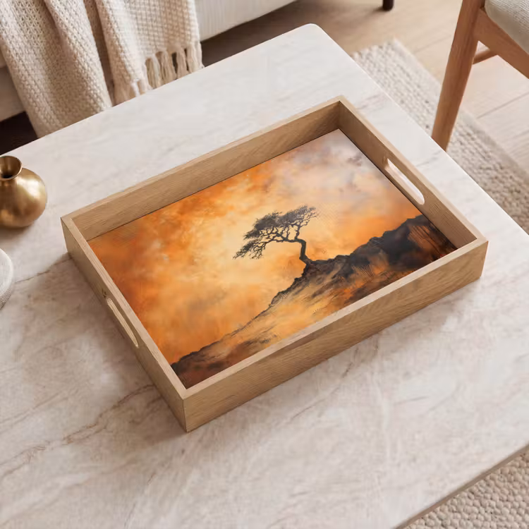 Dienblad - Boom - Landschap - Oranje — 2