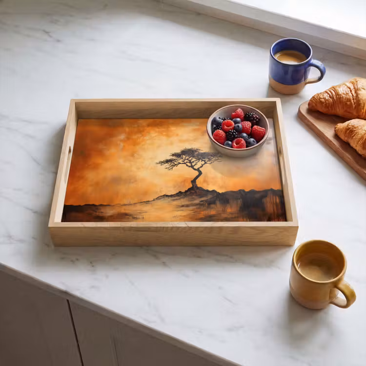 Dienblad - Boom - Landschap - Oranje — 4