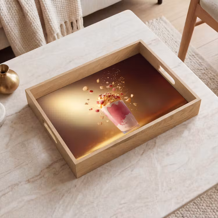 Dienblad - Framboos - Smoothie - Drinken - Roze — 2