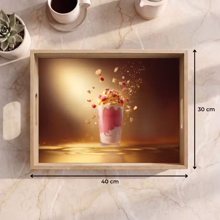 Dienblad - Framboos - Smoothie - Drinken - Roze — 9