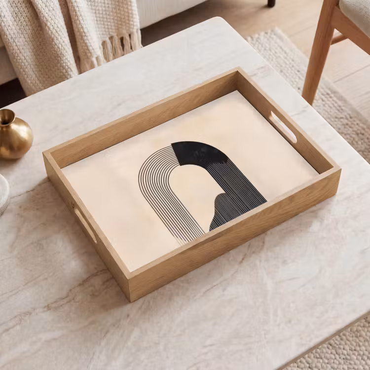 Dienblad - Grafisch gebogen motief - Beige — 2