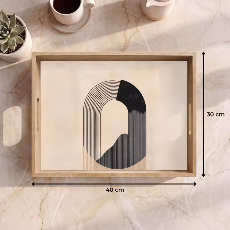 Dienblad - Grafisch gebogen motief - Beige — 9