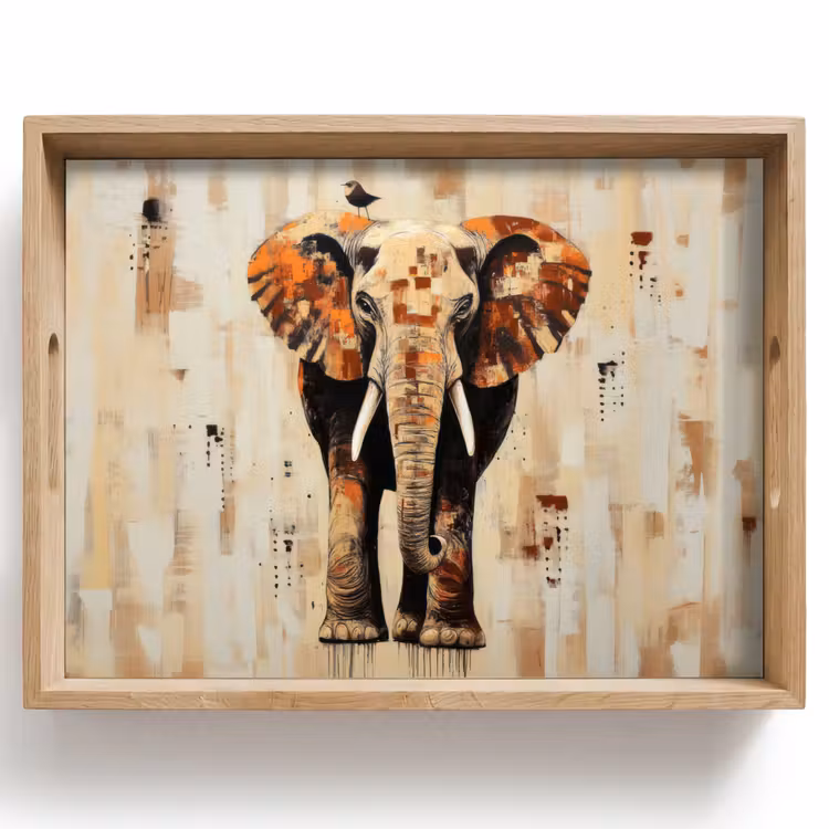 Dienblad - Olifant - Slurf - Mozaïek - Abstract — 1