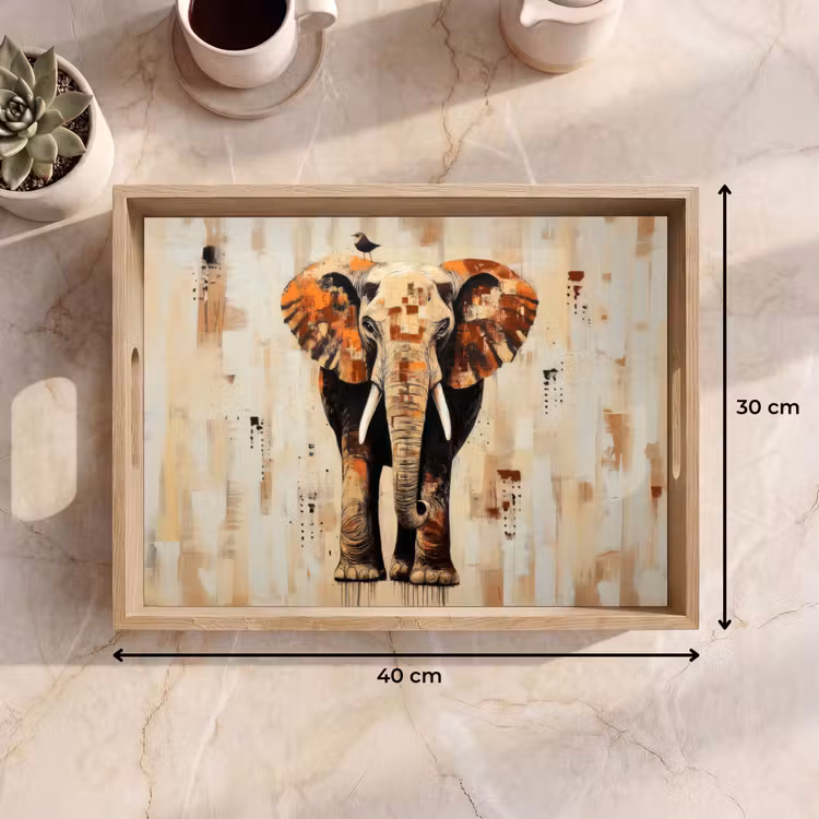 Dienblad - Olifant - Slurf - Mozaïek - Abstract — 9