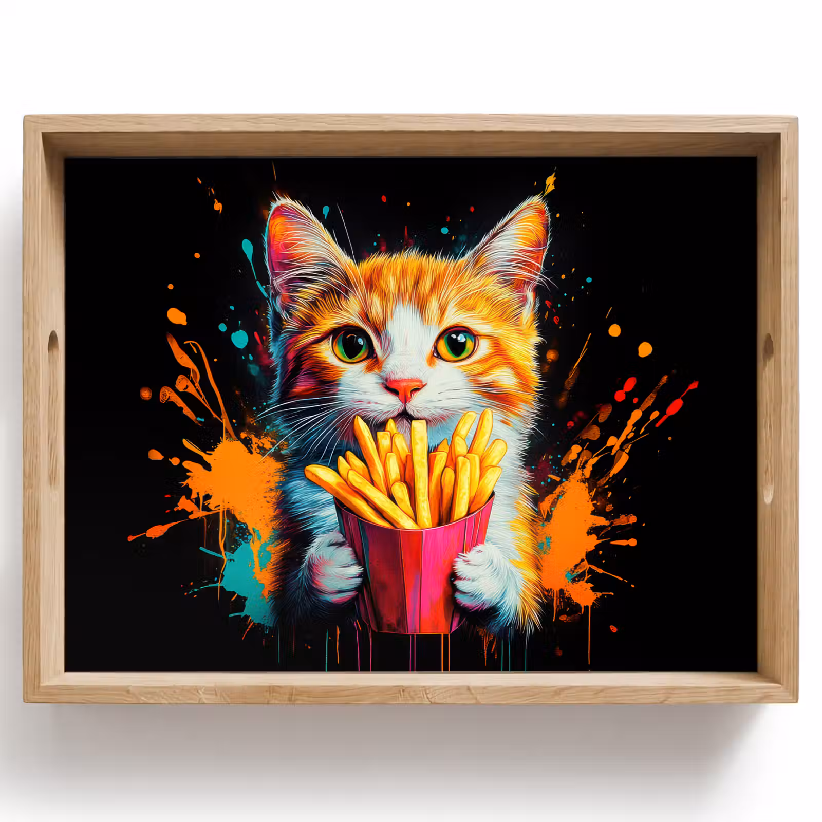 Dienblad - Kat - Eten - Patat - Graffiti - Abstract — 1