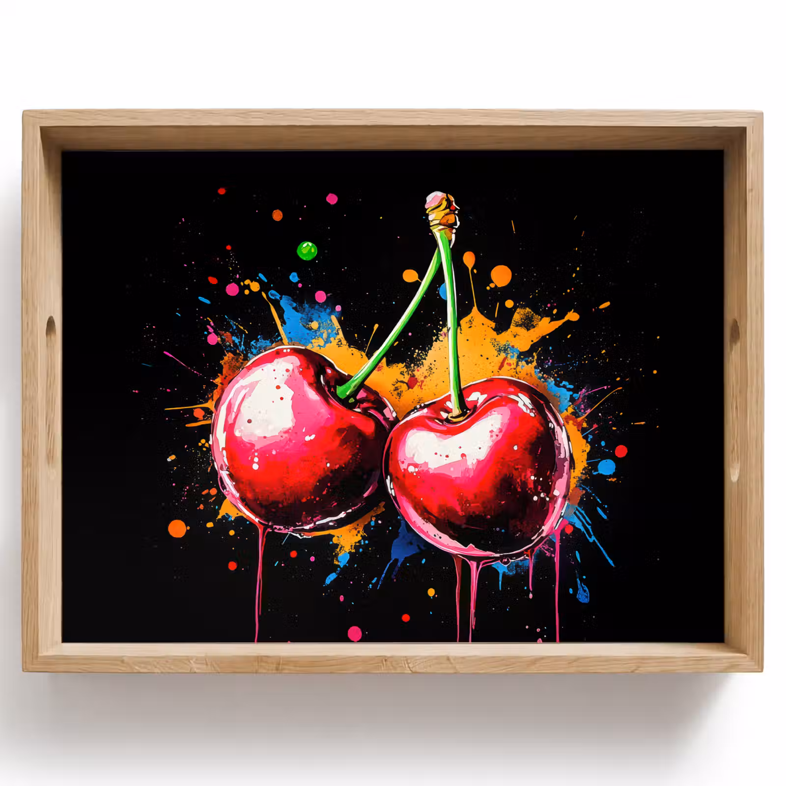 Dienblad - Kersen - Fruit - Graffiti - Verf - Abstract - Modern - Kleurrijk — 1