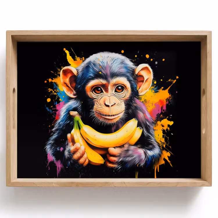 Dienblad - Aap - Graffiti - Kleurrijk - Bananen - Modern — 1