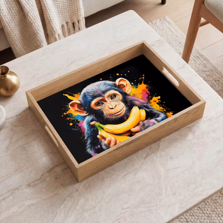 Dienblad - Aap - Graffiti - Kleurrijk - Bananen - Modern — 2