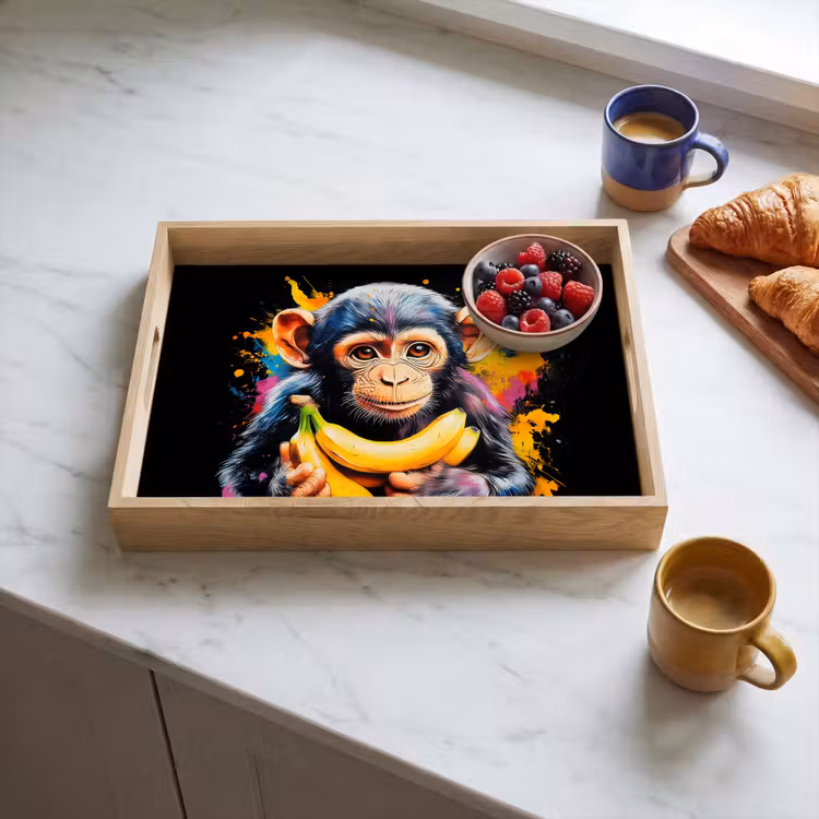 Dienblad - Aap - Graffiti - Kleurrijk - Bananen - Modern — 4