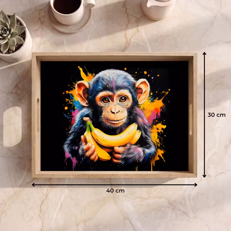 Dienblad - Aap - Graffiti - Kleurrijk - Bananen - Modern — 9
