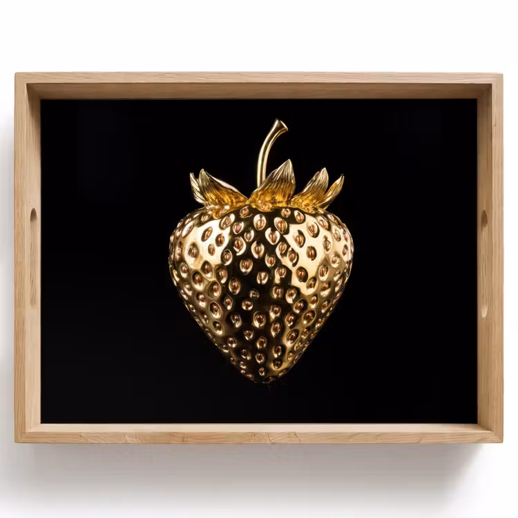 Dienblad - Aardbei - Goud - Zwart - Chrome — 1