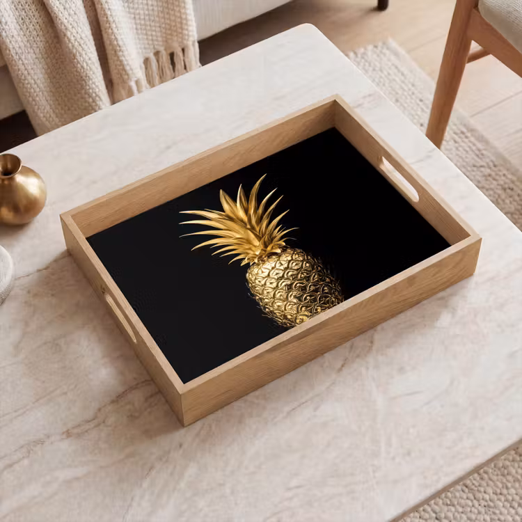 Dienblad - Ananas - Zwart - Goud - Luxe — 2