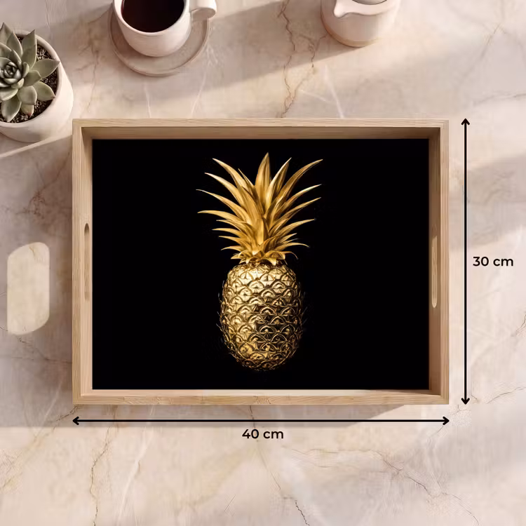 Dienblad - Ananas - Zwart - Goud - Luxe — 9