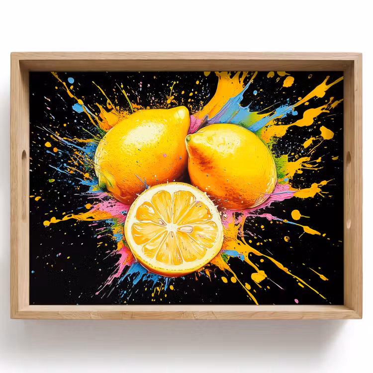 Dienblad - Citroen - Graffiti - Kleurrijk - Verf - Modern — 1
