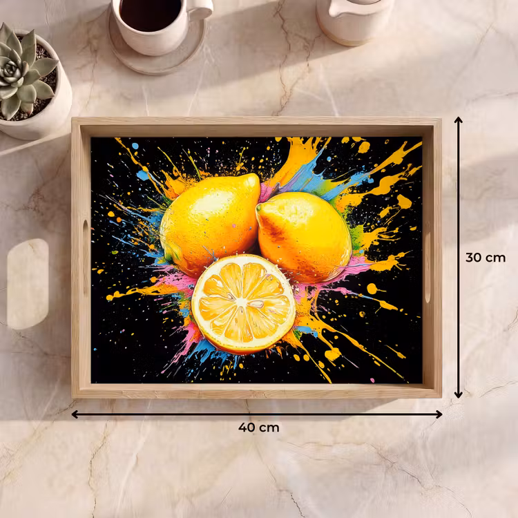 Dienblad - Citroen - Graffiti - Kleurrijk - Verf - Modern — 9