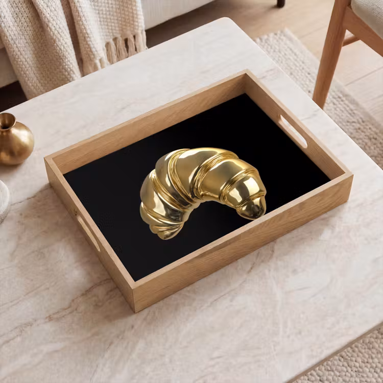 Dienblad - Croissant - Brood - Goud - Zwart — 2