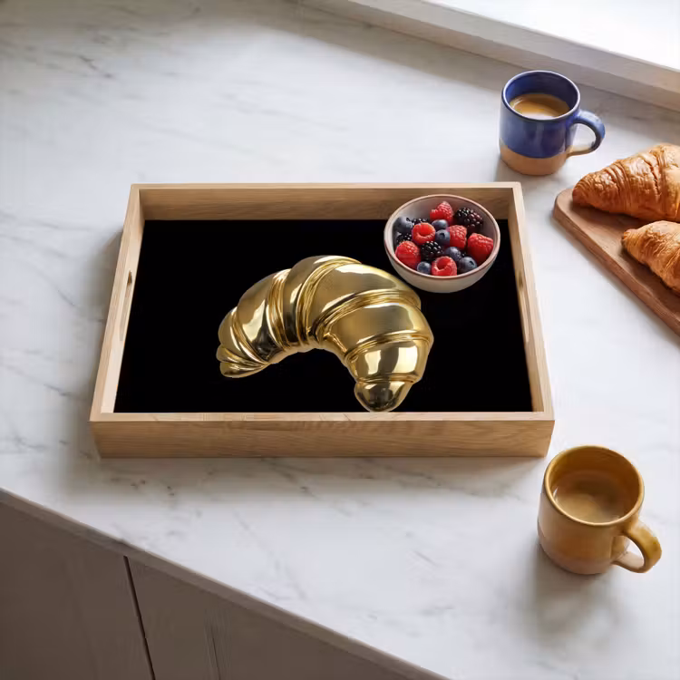 Dienblad - Croissant - Brood - Goud - Zwart — 4