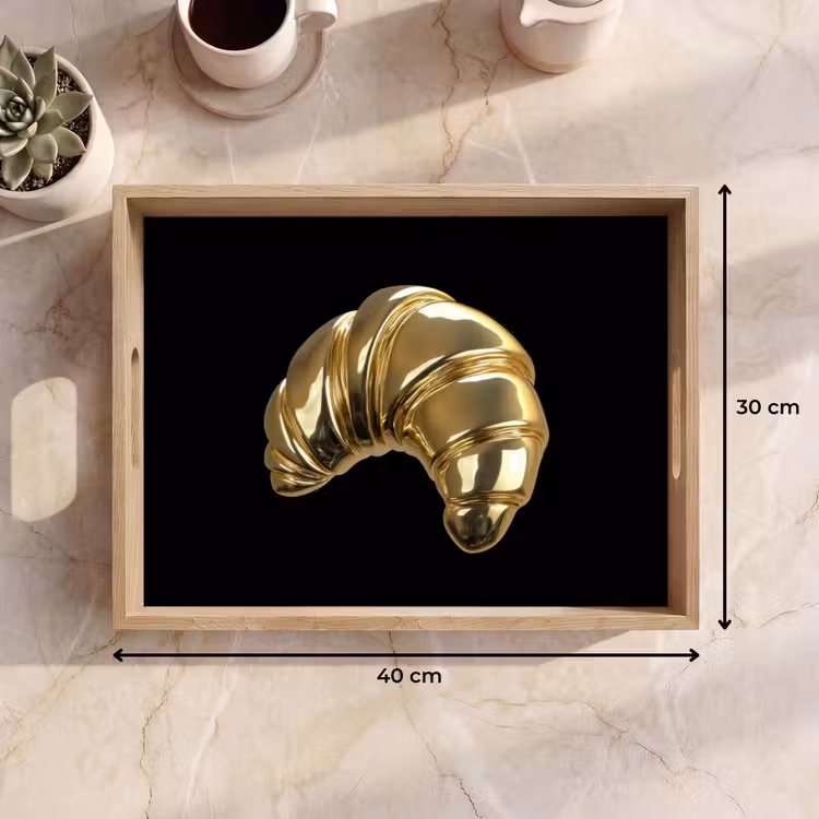 Dienblad - Croissant - Brood - Goud - Zwart — 9