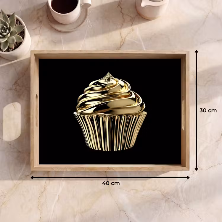 Dienblad - Cupcake - Eten - Goud - Zwart — 9