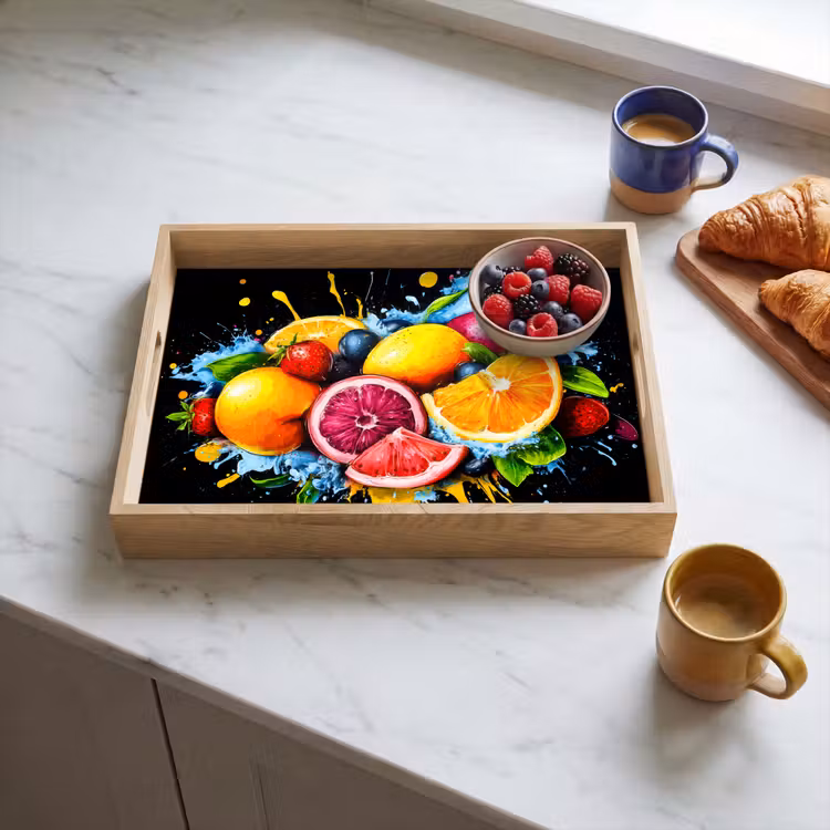 Dienblad - Fruit - Graffiti - Kleurrijk - Sinaasappel - Aardbei - Abstract — 4
