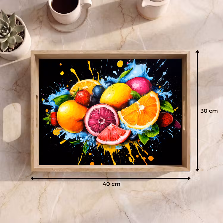 Dienblad - Fruit - Graffiti - Kleurrijk - Sinaasappel - Aardbei - Abstract — 9