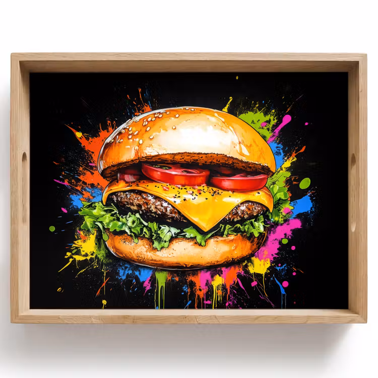 Dienblad - Hamburger - Graffiti - Verf - Kleurrijk - Eten - Abstract — 1