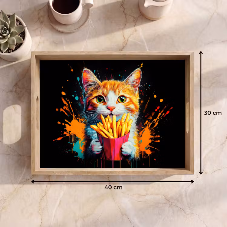 Dienblad - Kat - Eten - Patat - Graffiti - Abstract — 9
