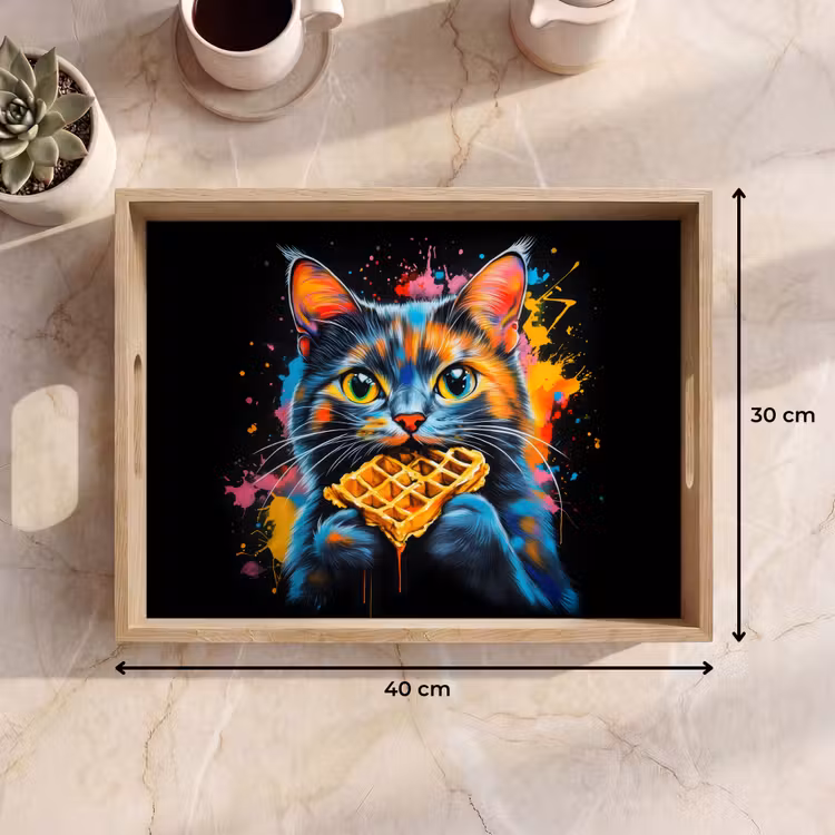 Dienblad - Kat - Graffiti - Kleurrijk - Wafel - Eten — 9
