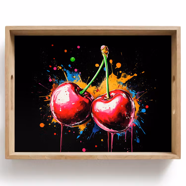 Dienblad - Kersen - Fruit - Graffiti - Verf - Abstract - Modern - Kleurrijk — 1