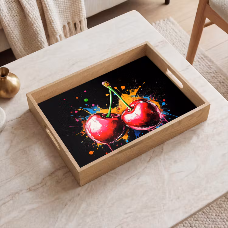 Dienblad - Kersen - Fruit - Graffiti - Verf - Abstract - Modern - Kleurrijk — 2