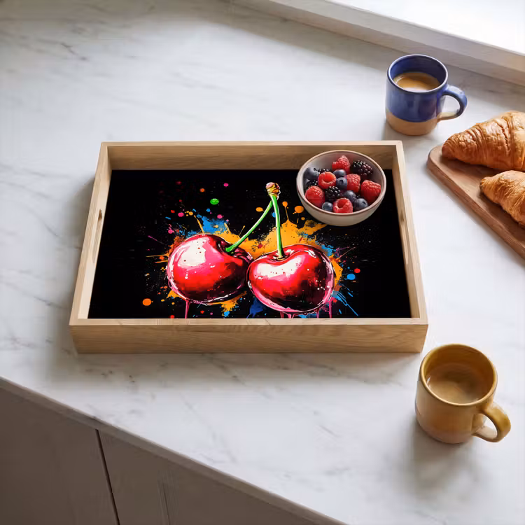 Dienblad - Kersen - Fruit - Graffiti - Verf - Abstract - Modern - Kleurrijk — 4