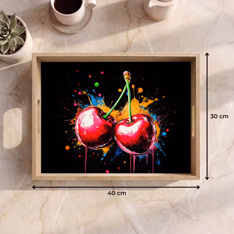 Dienblad - Kersen - Fruit - Graffiti - Verf - Abstract - Modern - Kleurrijk — 9