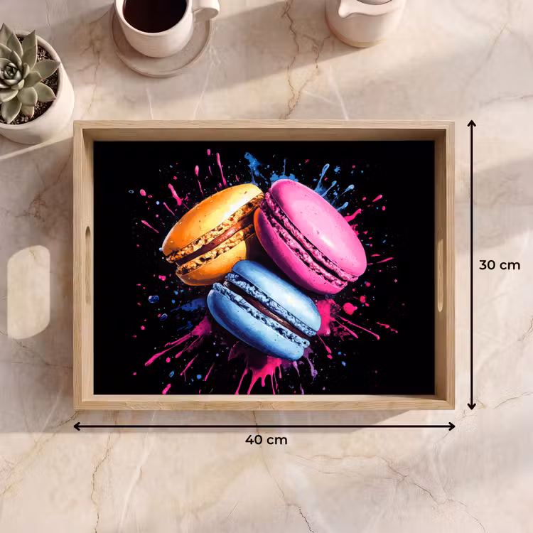 Dienblad - Macarons - Dessert - Graffiti - Kleurrijk - Roze - Blauw - Geel — 9