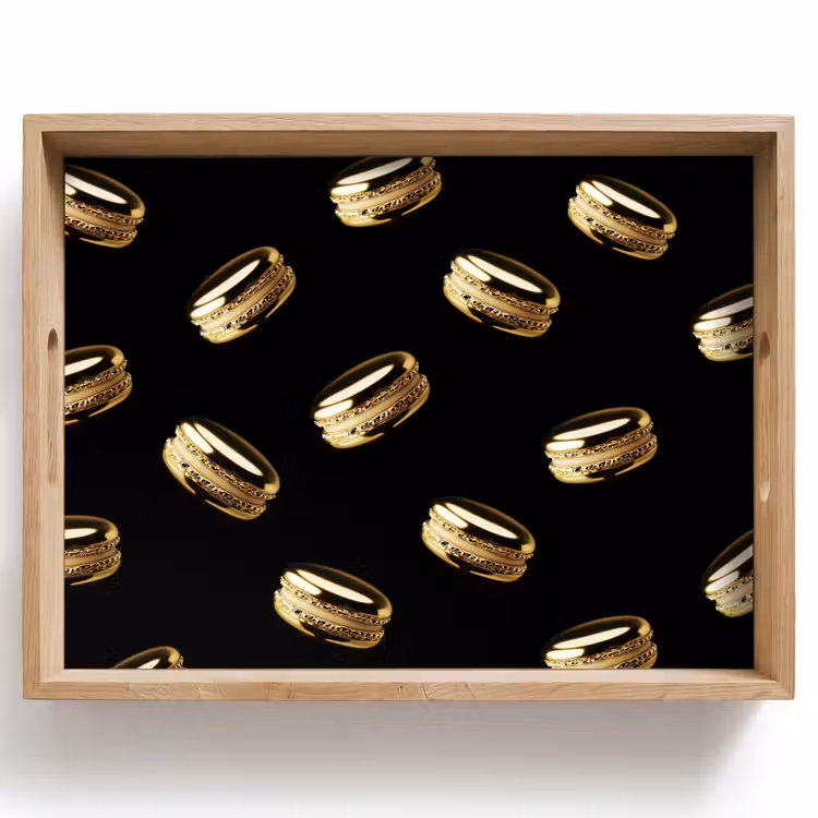 Dienblad - Macarons - Patroon - Goud - Zwart — 1